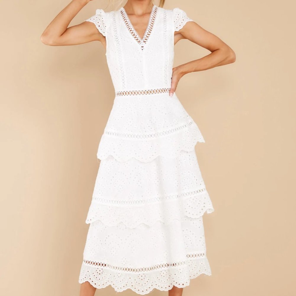 Just Me Eyelet White Dress